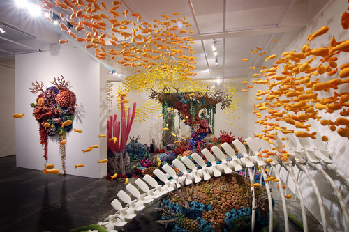 "Mogus World III". Mixed media installation, variable dimension, 2018.